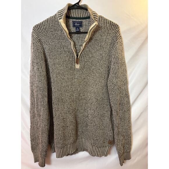 G.H. Bass & Co. Men’s Large Quarter Zip Knit Sweater Beige Gray Pullover $60 - Picture 1 of 4